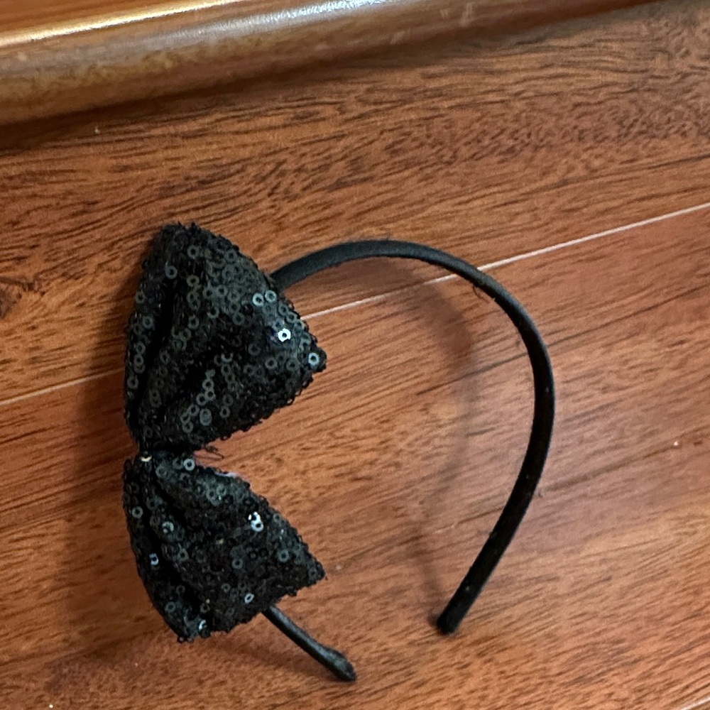 Black Sequin Bow Headband